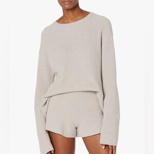 NWT Cozy Crewneck Taupe Beige Knit Ribbed Sweater